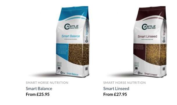 Smart Horse Nutrition bags of castle horse feeds