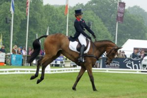 Pippa Funnell and Mirage D'Elle ride a dressage handstand. Image credit Mike Bain
