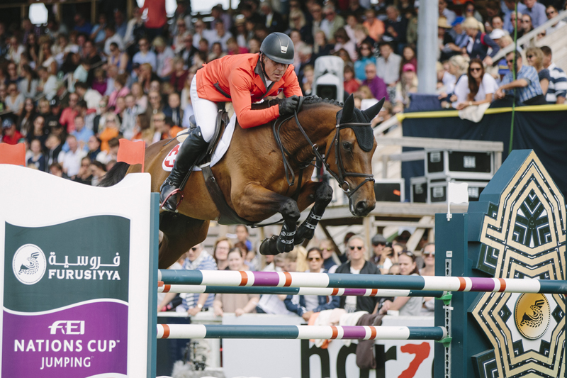 sixth leg of the Furusiyya FEI Nations Cup Paul Estermann and Castlefield Eclipse produced one of the three sensational double-clears that clinched victory for Switzerland at today’s sixth leg of the Furusiyya FEI Nations Cup™ Jumping 2016 Europe Division 1 League in Falsterbo (SWE). (FEI/LOTTAPICTURES)