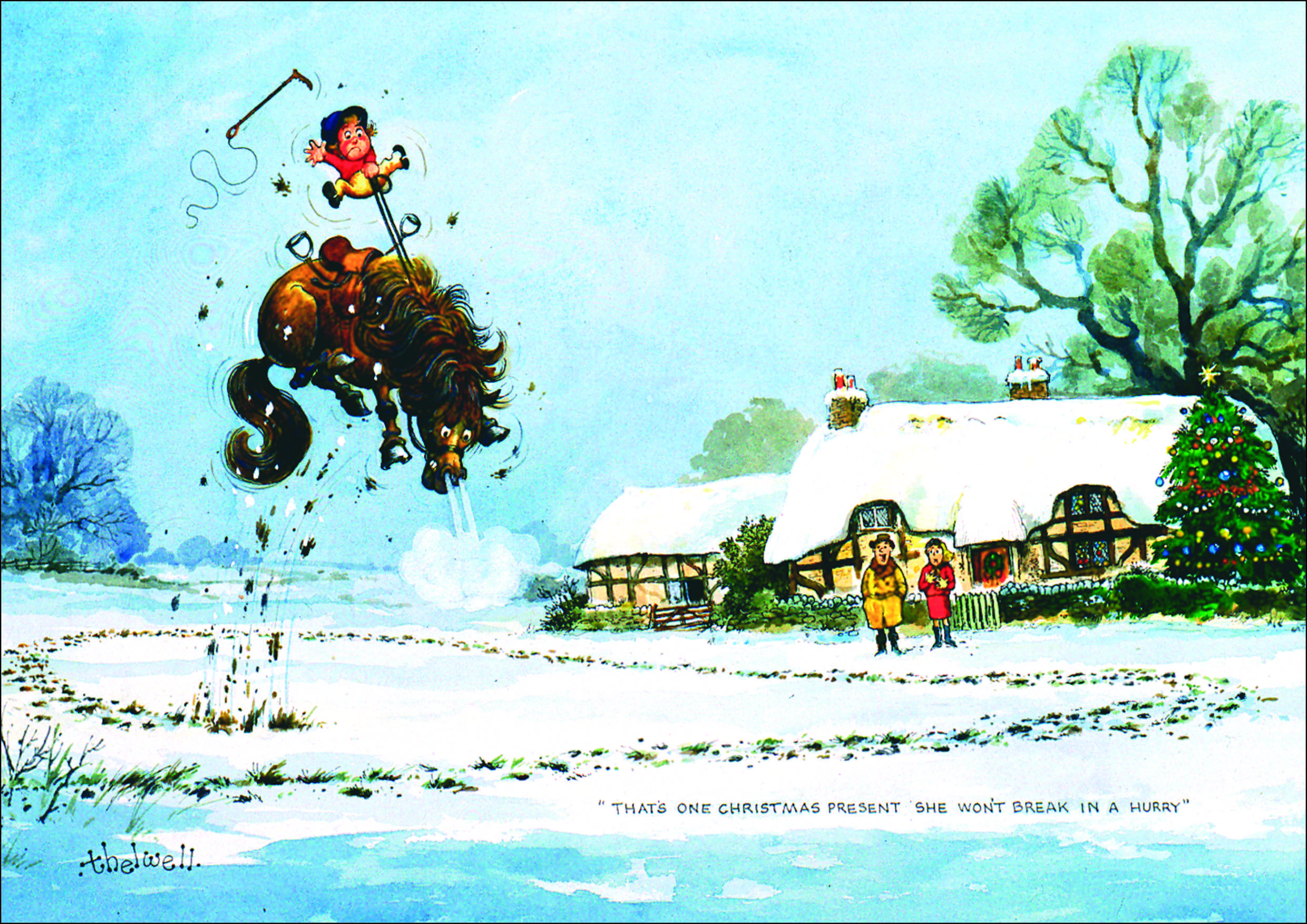 Horse Themed Christmas Cards   Thatsonechristmaspresentshewontbreakinahurry By Norman Thewell Emailer 