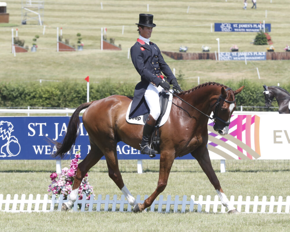 William Fox-Pitt and Clifton Signature lead the CIC*** dressage at Day 1 of the St. James’s Place Barbury International Horse Trials. Photo credit: Adam Dale