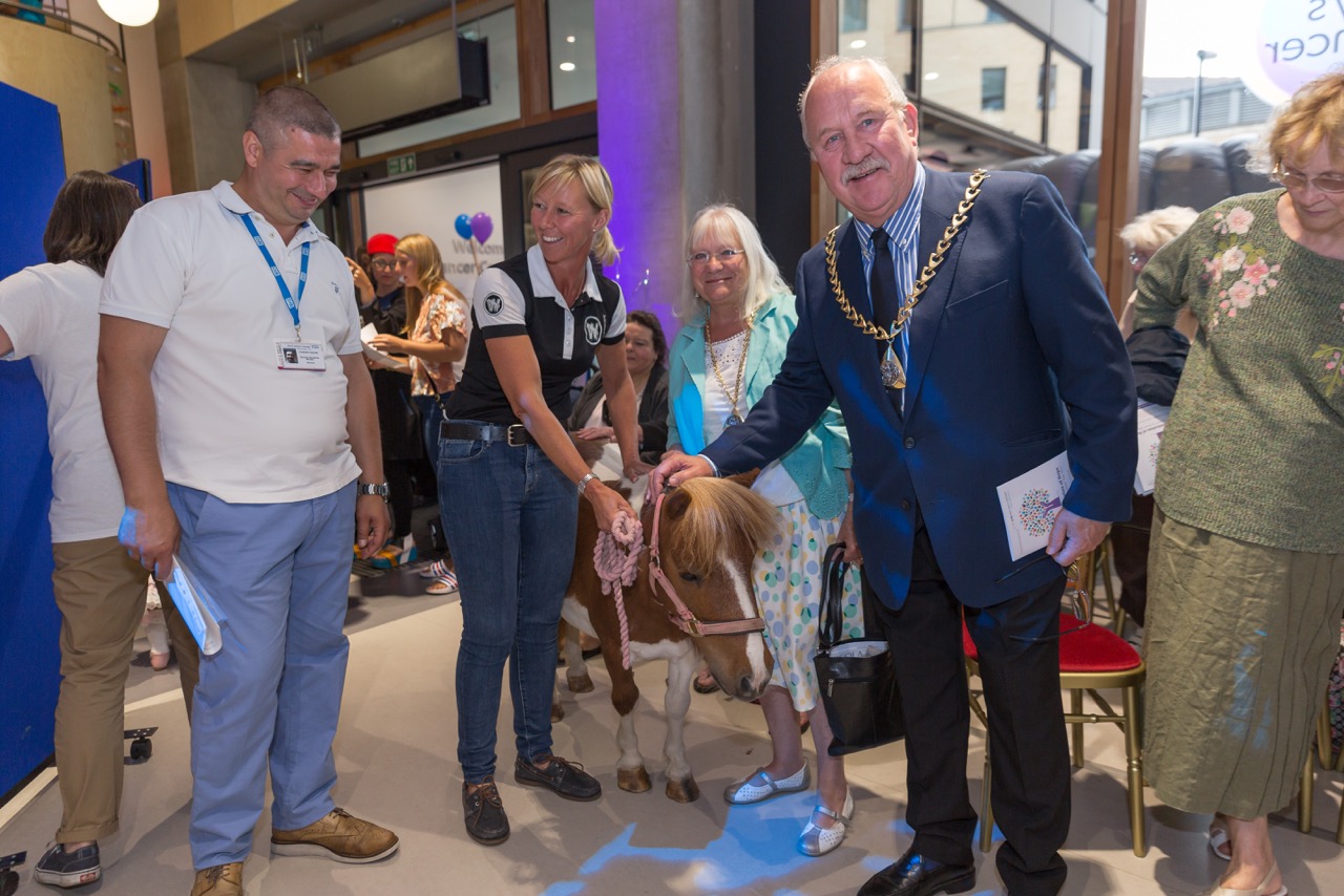 Blue cross Shetland ponies - Suzanne Halsey, Equilibrium, with Princess Rose and the Mayor of Southwark, Councillor Charlie Smith