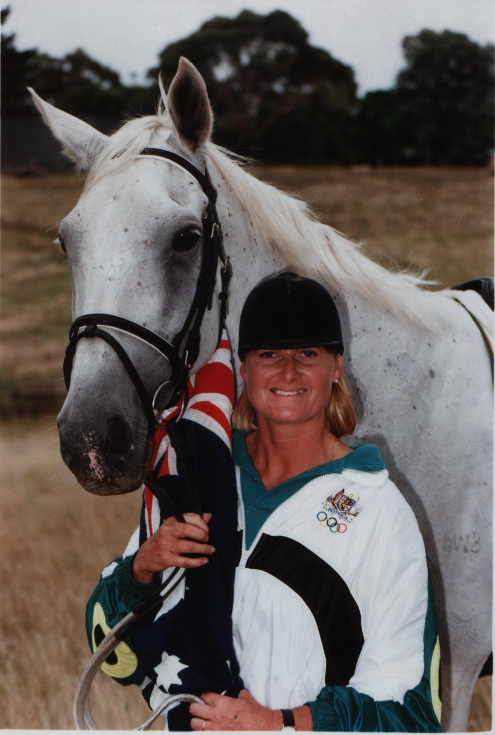 Gill Rolton and Fred with Australian Flag 1992