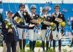FEI World Equestrian Games™ Tryon USA Gold Medalists Great Britain. left to right : Major Richard Waygood, Piggy French, Gemma Tattersall, Ros Canter, Tom McEwen Photo FEI/Christophe Tanire
