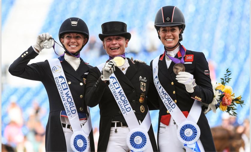 FEI World Equestrian Games™ Tryon USALaura Graves of the United States, Isabell Werth of Germany and Charlotte Dujardin of Britain Photo FEI/MARTIN DOKOUPIL