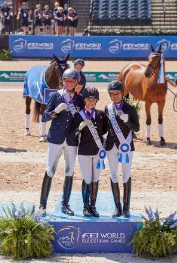 FEI World Equestrian Games™ Tryon USA Gold went to Sophie Wells GBR, Silver to Frank Hosmar NL and Bronze to Tomoko Nakamura JP Photo FEI/Liz Gregg