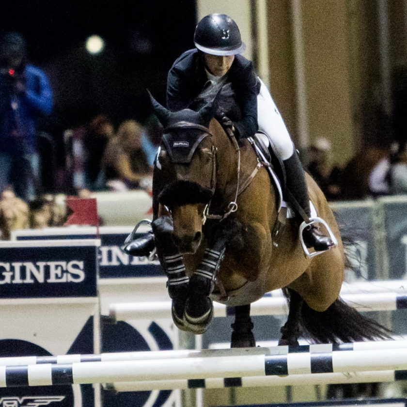 Zazou Hoffmann (USA) with Samson II conquer the Longines FEI Jumping World™ Cup Del Mar on Saturday 20 October 2018. (FEI/ Lindsey Long)