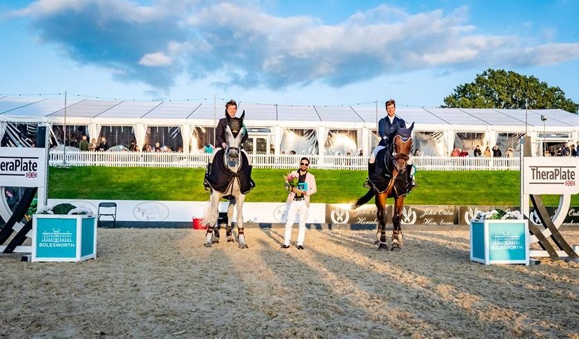 Joint winners Elliott Smith and Alfie Bradstock Theraplate UK Puissance, Bolesworth Young Horse Championships