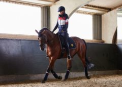 Equi Sport Gilet from Holland Cooper’s new Equestrian range horse and rider in image demonstrating new gilet