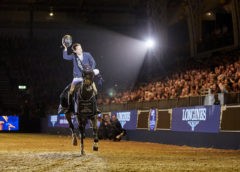 Martin Fuchs at Olympia, The London International Horse Show during his lap of honour