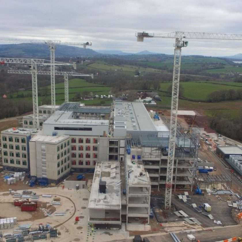 FEATURED IMAGE: Wales Super Hospital. Hi-Vis specialist, Equisafety strive to provide builders of the hospital with hand santizer.