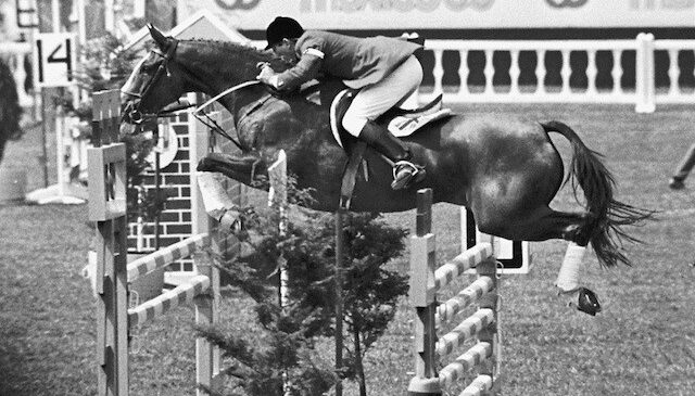Great Britain's David Broome and Mister Softee on their way to individual bronze at the Olympic Games in Mexico in 1968. (FEI archive)