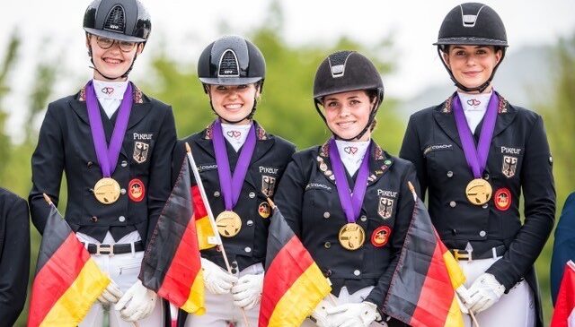 Germany's Allegra Schmitz-Morkramer, Anna Middelberg, Jana Lang and Valentina Pistner claimed Junior team gold at the FEI Dressage European Youth Championships 2020