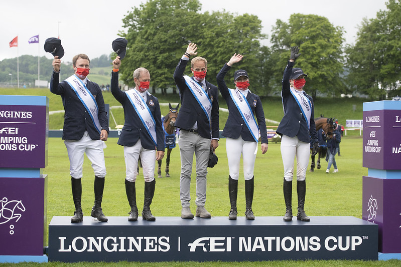 1st place for team Sweden at the LONGINES FEI JUMPING NATIONS CUP in St Gallen - Switzerland on 6 June 2021. Copyright © FEI/Richard Juillart