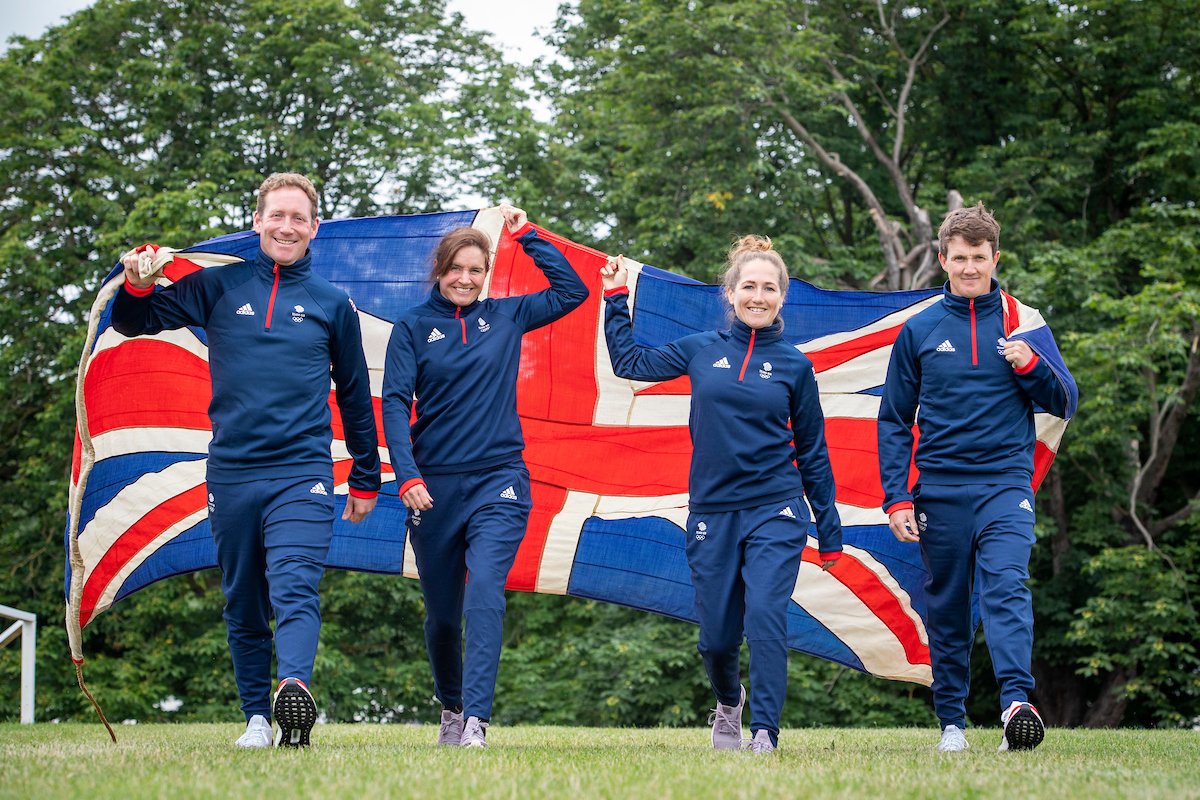 (L-R) Oliver Townend, Piggy March, Laura Collett and Tom McEwen - Great Britain selected Equestrian Eventing athletes - Tokyo2020