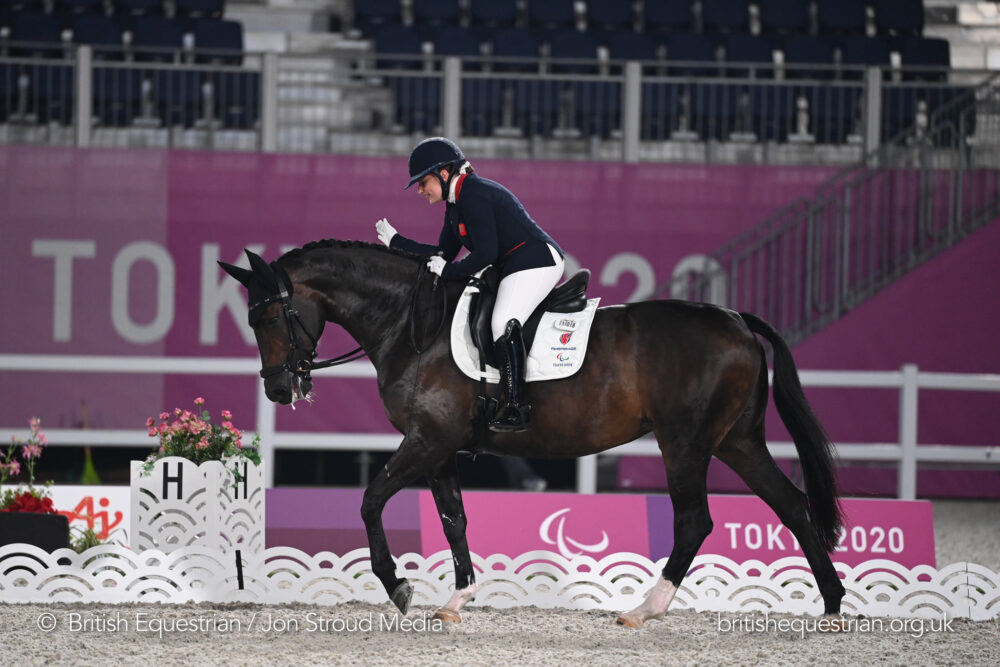 FEI Para Dressage Natasha Baker riding Keystone Dawn Chorus at the Tokyo Paralympics (British Equestrian/Jon Stroud)