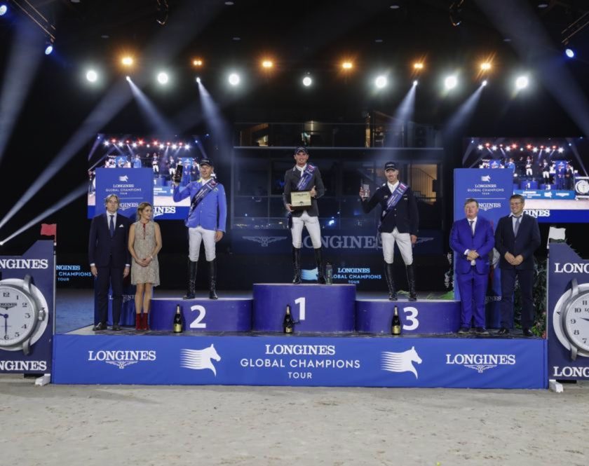 Podium finish for Spencer smith with Chrisitan Ahlmann 2nd and Jur Vrieling Photo: Longines Global Champions Tour