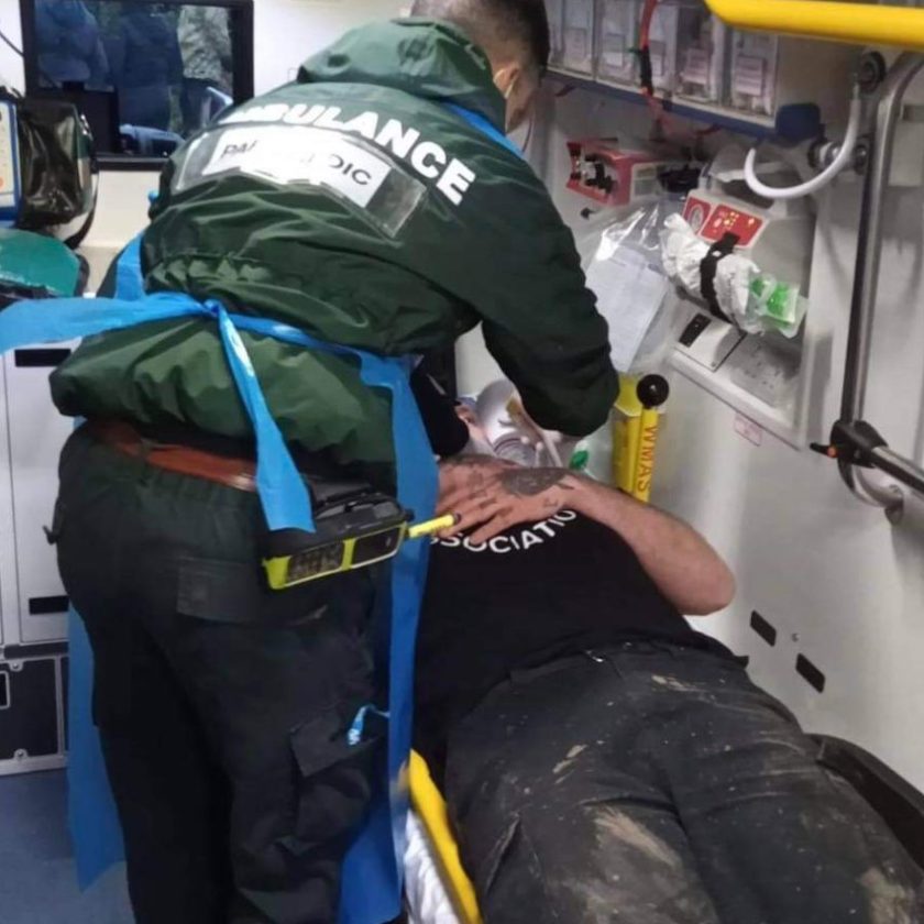 Sam Morley receiving emergency medical treatment. Image copyright Staffordshire Hunt Sabs