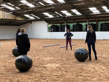 Exercise with Equines participants Nikki, Clare and Julie training with coach Louise Sharpe