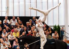Janika Derks (GER) and Johannes Kay who took gold in the Pas De Deux at the FEI Vaulting World Championships 2021 Seniors in Budapest (HUN) last year, will be aiming for gold again at the FEI Vaulting World Cup™ Final in Leipzig (GER) in their final performance together. FEI/Lukasz Kowalski.