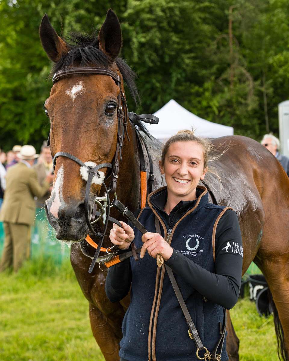Gabrial the Great with Jessica Bull, wife of owner-trainer-jockey Thomas Murray. Image credit Neale Blackburn, chasdog.com