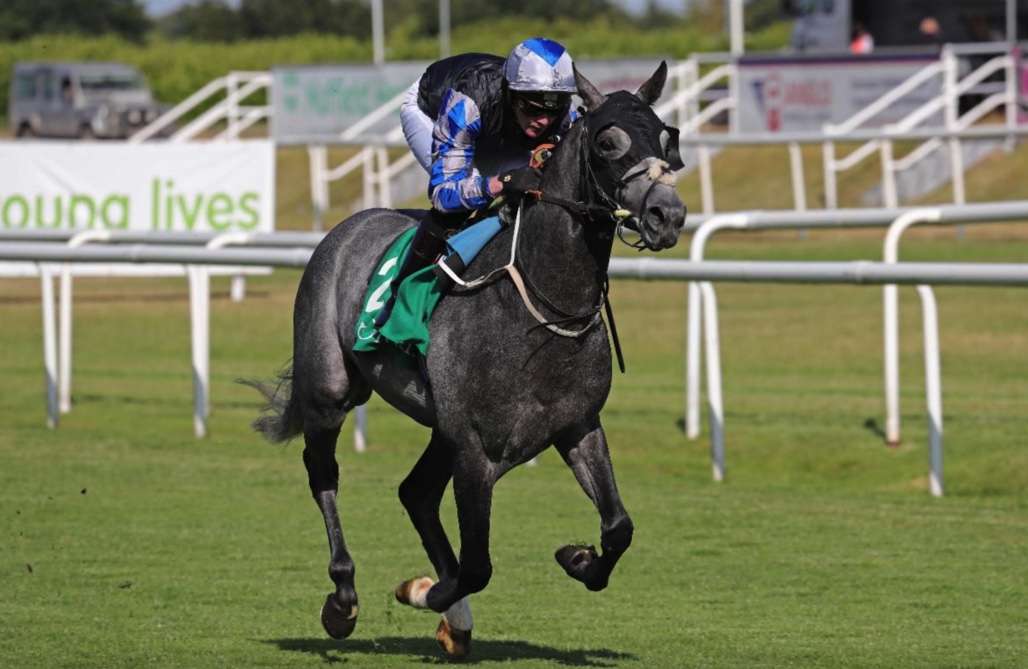 Rebal Athbah and John Fahy - winners of the Sohar Fort (0-80) Handicap Stakes at Doncaster © Debbie Burt - Equine Creative Media