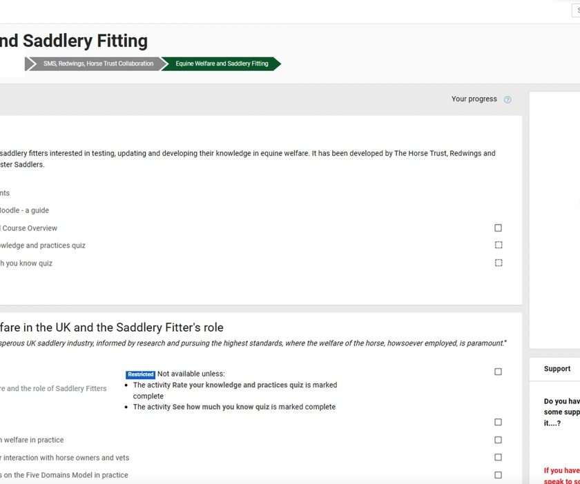 Saddlery Fitters Course Screenshot
