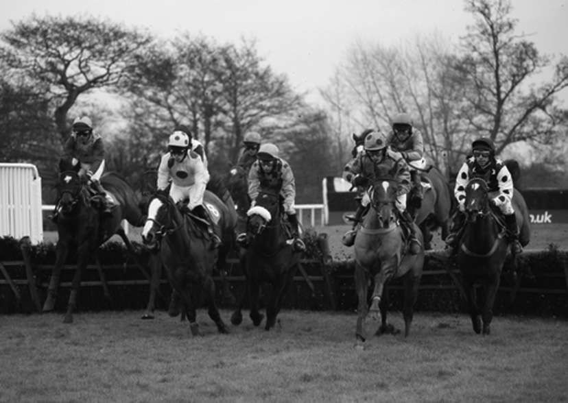 Horse racing image in black and white St Leger tips for the 2022