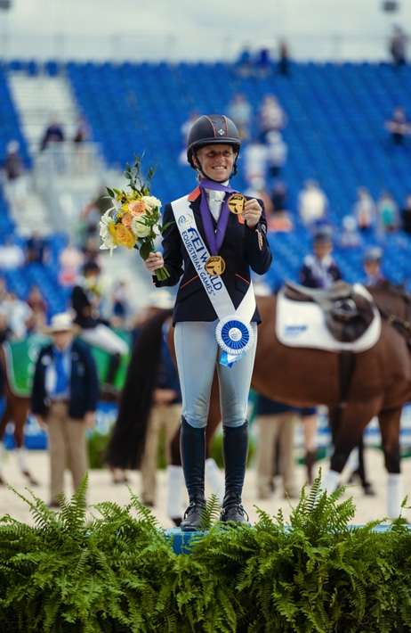 Great Britain’s Ros Canter took Team and Individual gold at the FEI World Equestrian Games™ 2018 in Tryon, USA and returns to defend her titles at the FEI Eventing World Championship 2022 in Pratoni del Vivaro (ITA) next week. (FEI/Christophe Tanière)