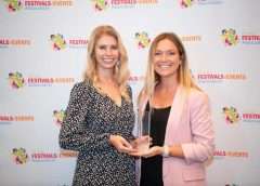 Representatives Elaine Wessel and Courtney Schintzius accepted the awards on behalf of Wellington International. ©FFEA