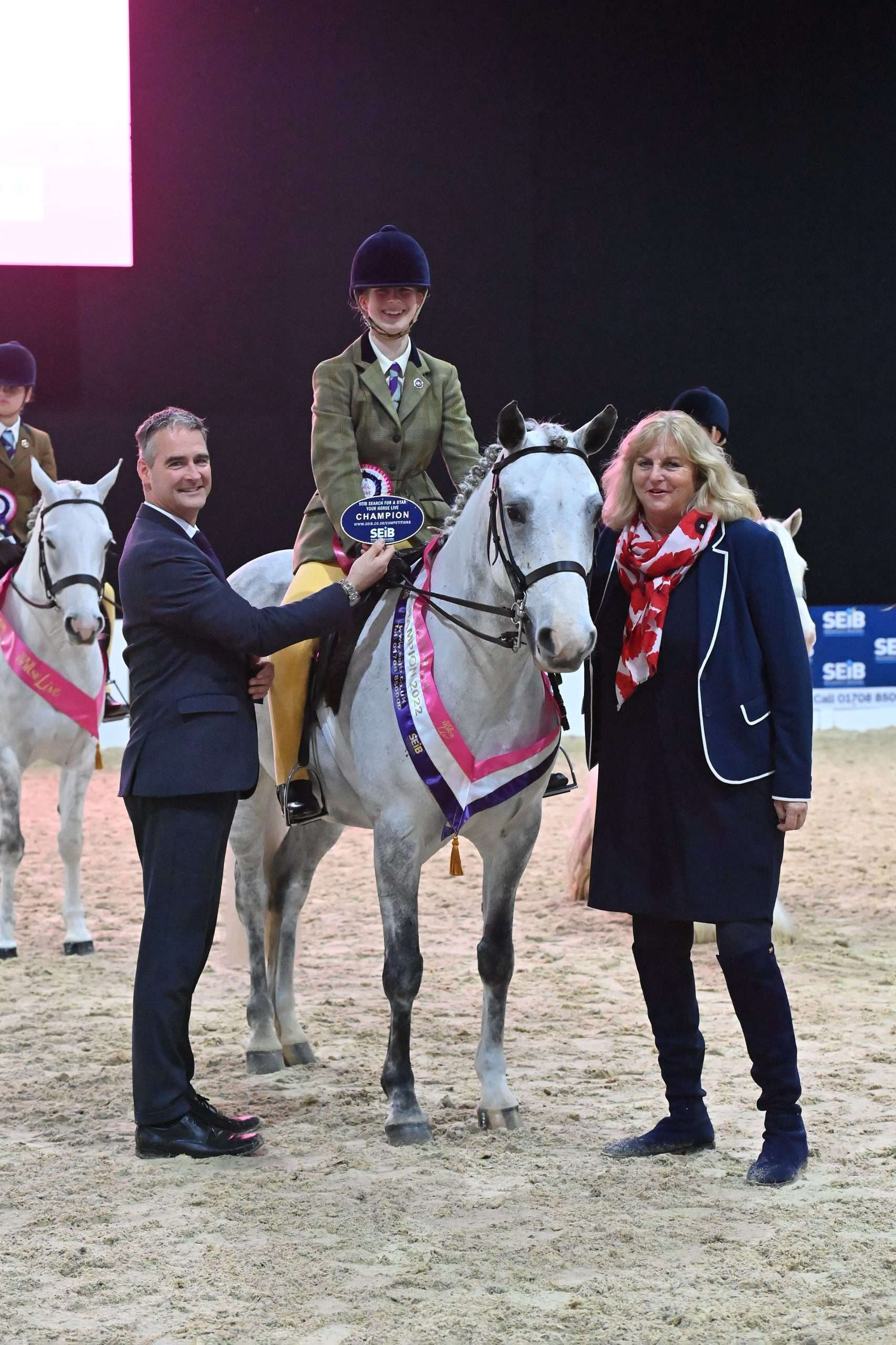 In the open Pony Club Search for a Star championship, Mid Surrey member, Helena Kitchener riding Naomi Kitchener’s grey Connemara, Cavan Mick took the win