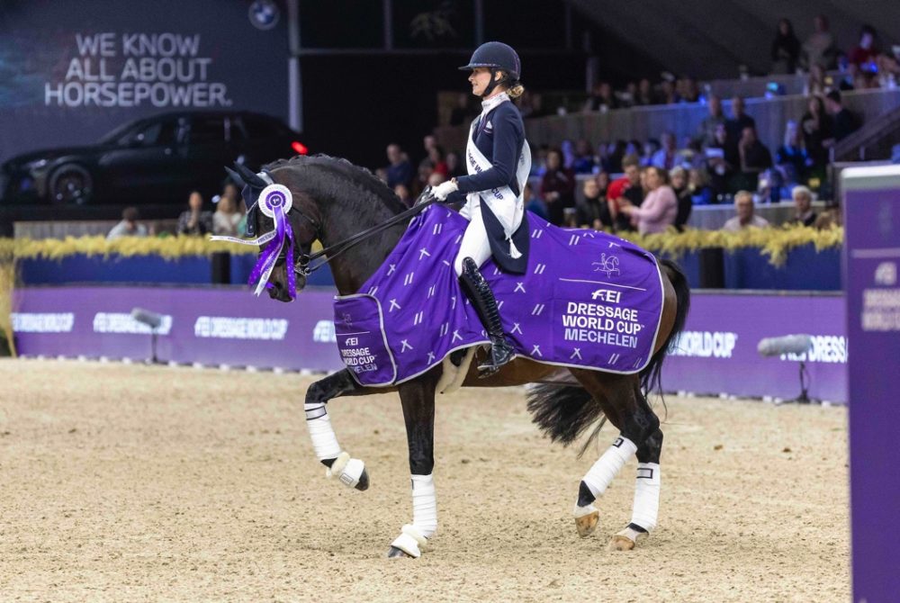 The Netherlands’ Dinja van Liere and Hermes NOP clinched victory in today’s sixth leg of the FEI Dressage World Cup™ 2022/2023 Western European League in Mechelen, Belgium. (FEI/Dirk Caremans)