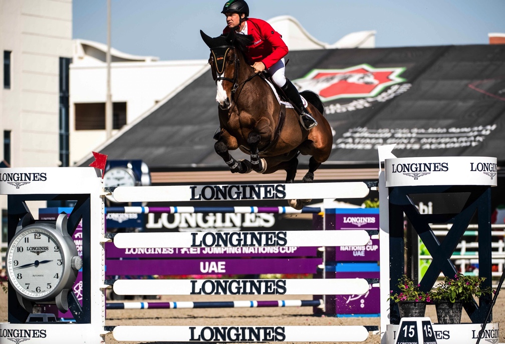 Christoph Obernauer and Kleons Renegade clinched a memorable victory for Austria in today’s first leg of the Longines FEI Jumping Nations Cup™ 2023 season at Abu Dhabi (UAE). (FEI/Martin Dokoupil)