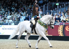 Image of horse and rider celebrating a win to represent the new showing series with the final taking place at London International Horse Show