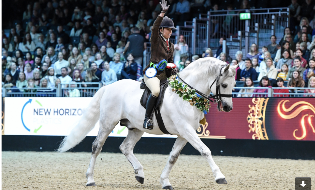 Image of horse and rider celebrating a win to represent the new showing series with the final taking place at London International Horse Show