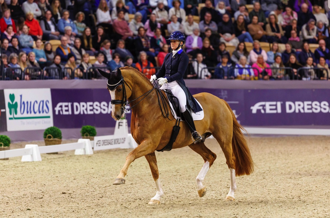 Denmark’s Nanna Skodborg Merrald and Blue Hors Zepter reigned supreme at the ninth leg of the FEI Dressage World Cup™ 2022/2023 Western European League in Neumünster, Germany today. (FEI/Stefan Lafrentz)