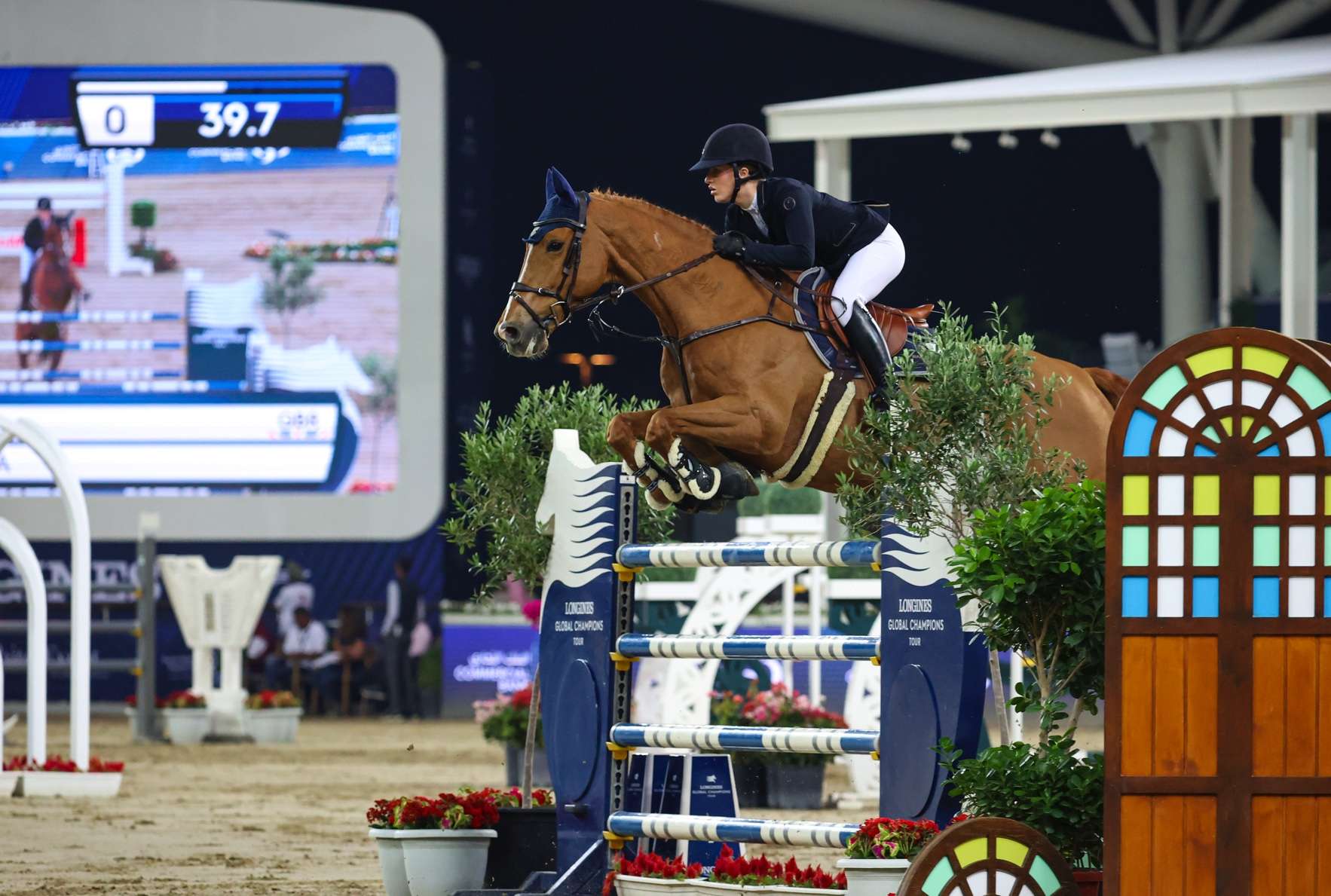 LGCT Doha CSI 5* 1.45m speed class 3rd place Lily Attwood with her Karibou Horta