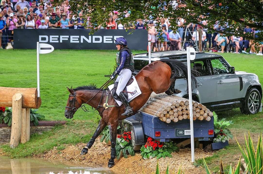 Burghley eventing Piggy March and Trevor Dickens' Vanir Kamira, Champions of Defender Burghley Horse Trials, 2022.