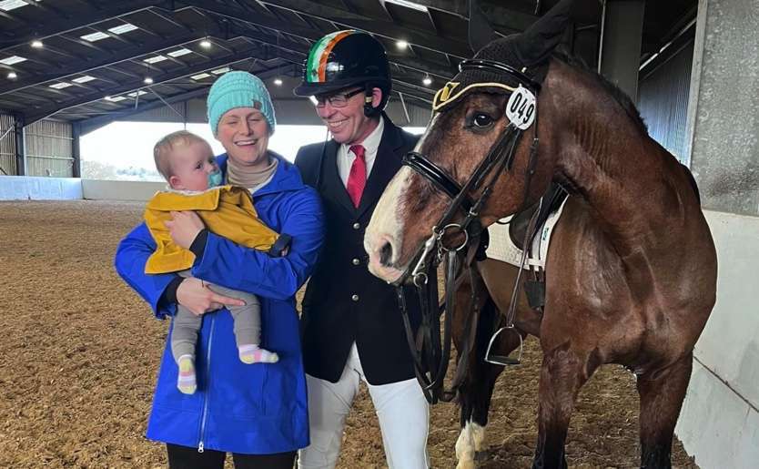 Jonty Evans Para-Dressage debut with his family and horse Cooley Rorkes Drift