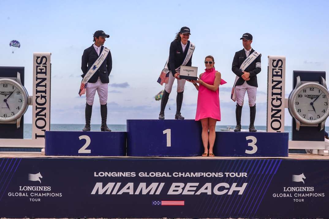 LGCT Miami, CSI5* 1.60 Grand Prix winner Katrin Eckermann, Eduardo Alvarez Aznar in 2nd and Maikel van der Vleuten in third. 
