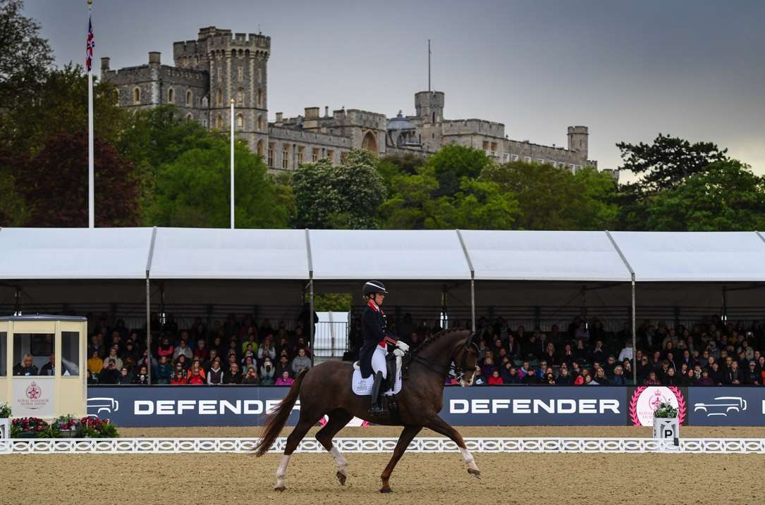 Charlotte Dujardin, winner of The Defender CDI4* FEI Dressage Freestyle at Royal Windsor Horse Show @RoyalWindsorHorseShow/Peter Nixon