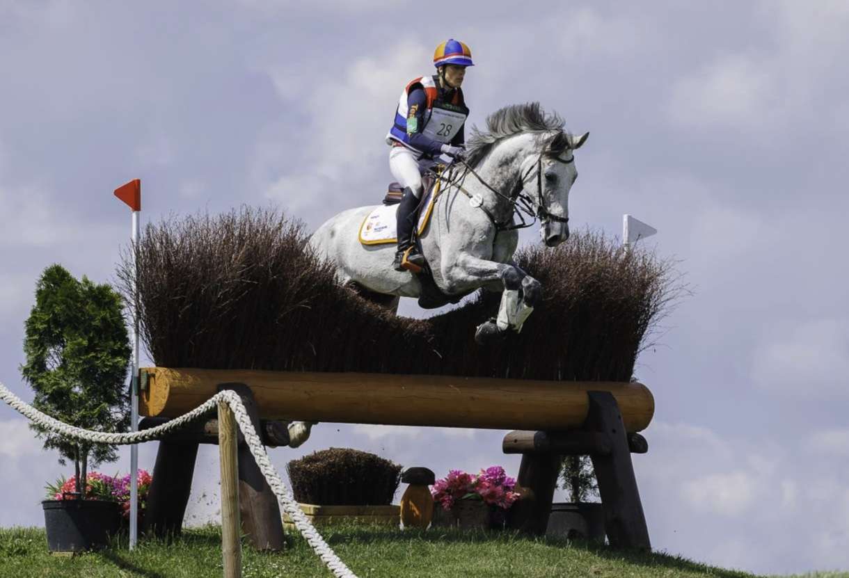 Janneke Boonzaaijer (BEL) rides ACSI Chanp de Tailleur during the Cross Country at the FEI Eventing Nations Cup™ 2023 - Strzegom (POL) / FEI - Libby Law
