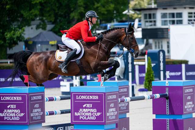 Koen Vereecke's brilliant double-clear with Lector vd Bisschop helped Team Belgium to victory at the second leg of the Longines FEI Jumping Nations Cup™ Europe Division 1 2023 series in Sopot, Poland today. (FEI/Lukasz Kowalski)