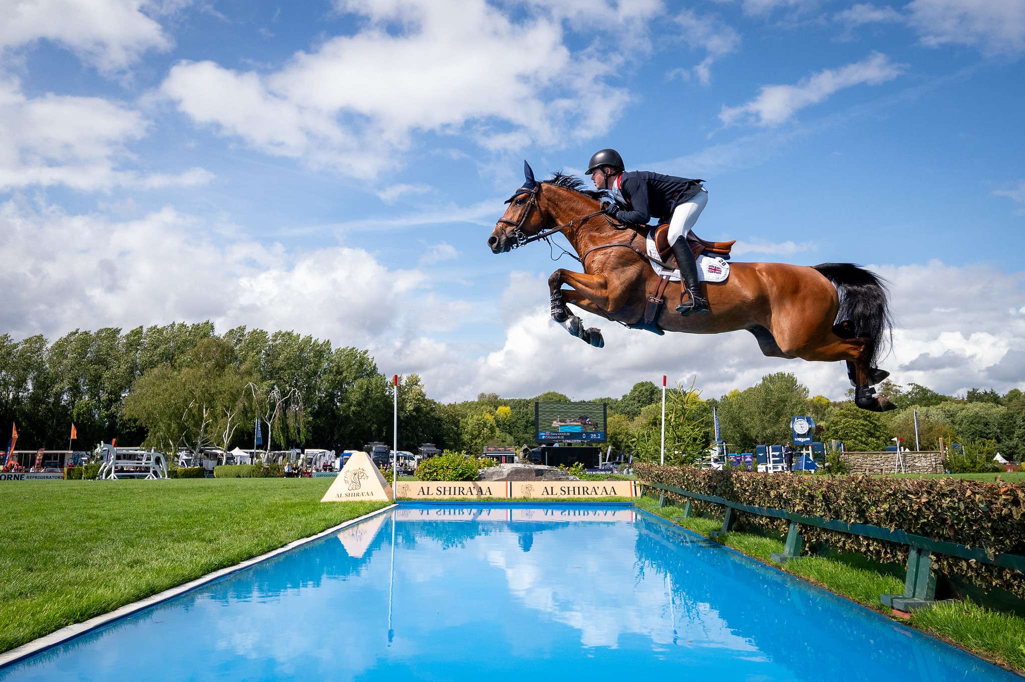 Harry CHARLES (GBR) & CASQUO BLUE compete in the LONGINES FEI Jumping Nations Cupâ¢ of Great Britain - Longines Royal International Horse Show - Hickstead, West Sussex, United Kingdom - 28 July 2023. Copyright © FEI/Jon Stroud