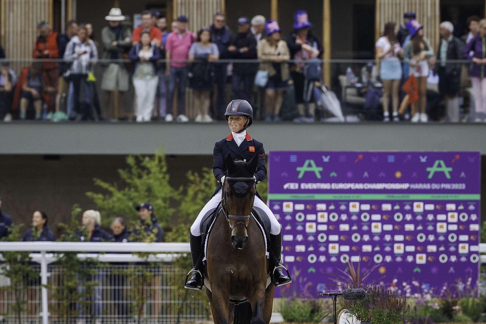 Rosalind Canter rides Lordships Graffalo during the second day of dressage. Interim-2nd. 2023 FRA-FEI Eventing European Championships | Haras du Pin, France. Friday 11 August 2023. Copyright Photo: FEI/Libby Law Photography