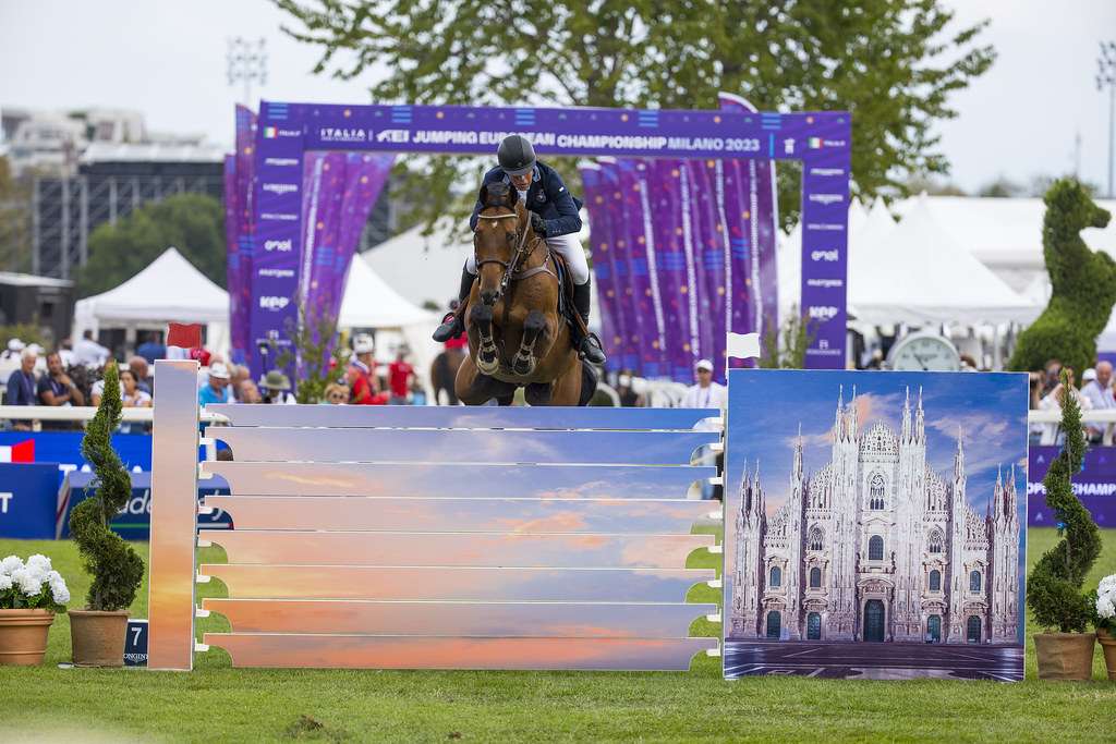Jens Fredricson (SWE) riding Markan Cosmopolit - won the second qualifying Competition - Individuals and Final Teams at the FEI Jumping European Championship Milano 2023