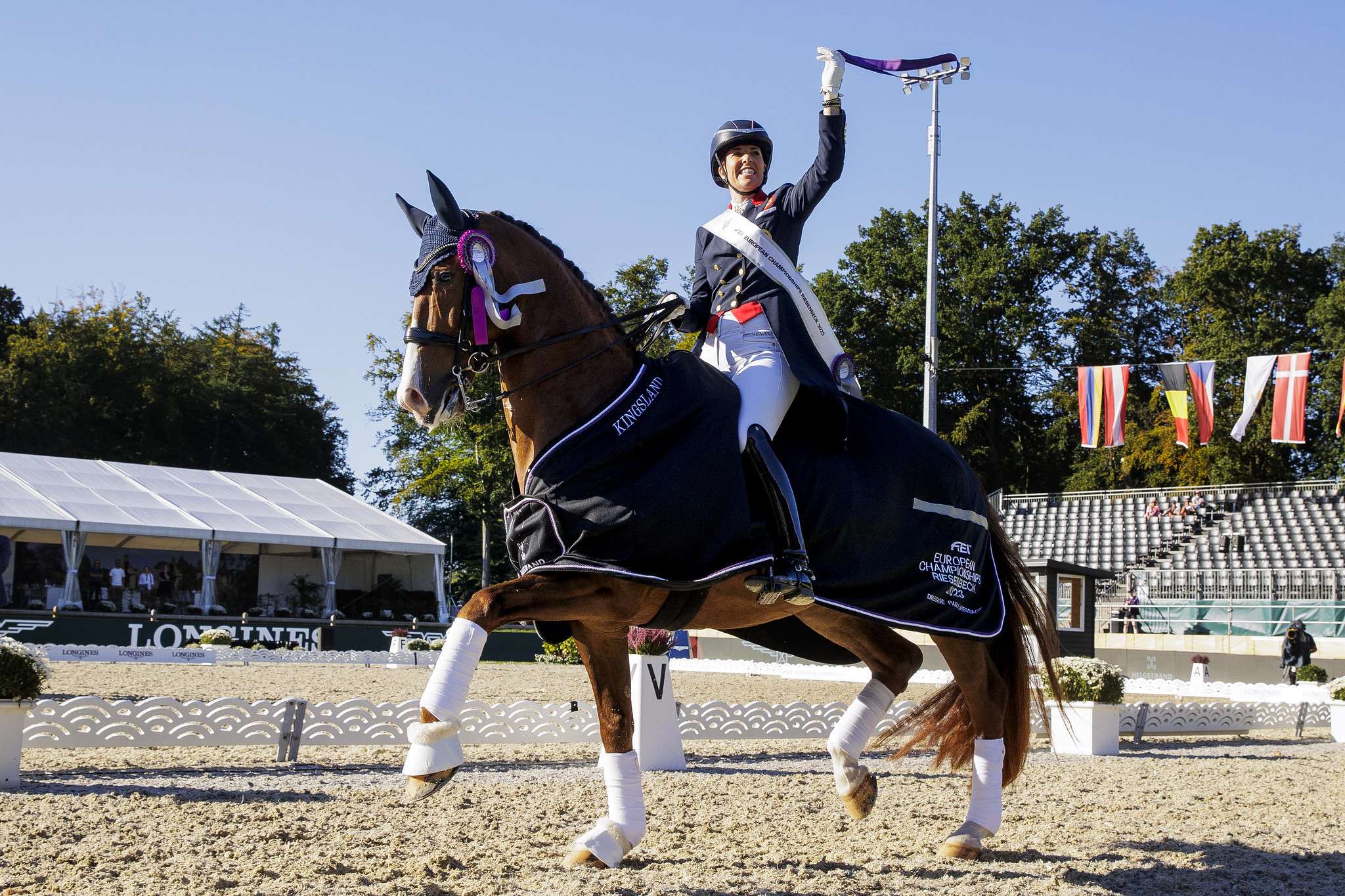 Charlotte Dujardin (GBR) riding Imhotep part of the winning team Great Britain in the Grand Prix Dressage - Team Competition - at the FEI Dressage European Championship Riesenbeck 2023 Copyright ©FEI/Leanjo de Koster