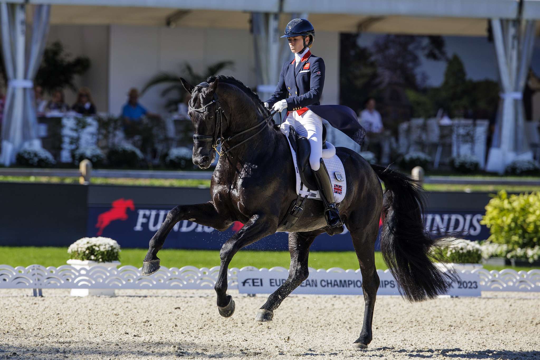 Charlotte Fry (GBR) riding Glamourdale part of the winning team Great Britain in the Grand Prix Dressage - Team Competition - at the FEI Dressage European Championship Riesenbeck 2023 Copyright ©FEI/Leanjo de Koster