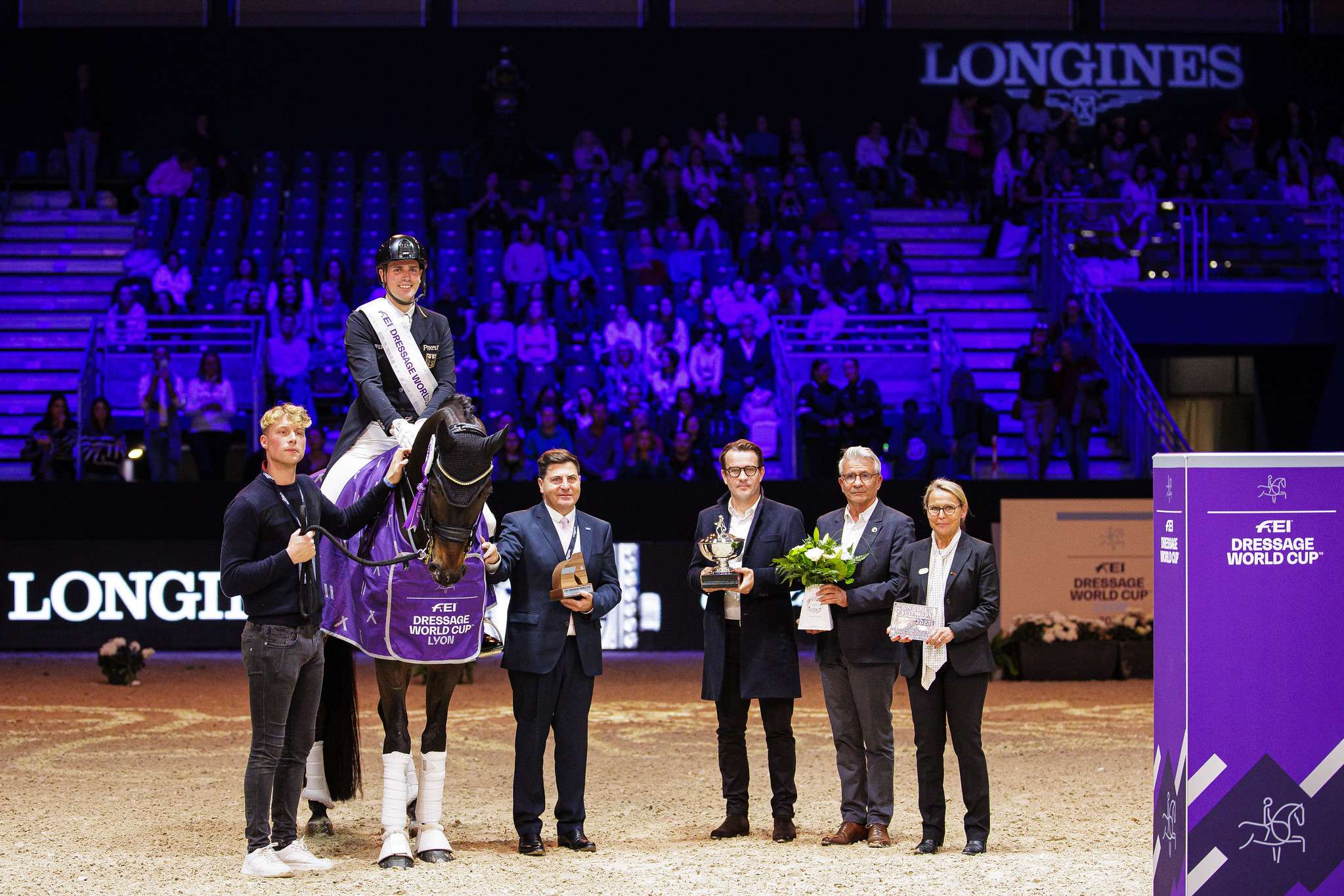 Frederic Wandres (GER) rides on Bluetooth Old - winners at the FEI Dressage World Cup 2023/24 - Lyon (FRA) Copyright ©FEI/Leanjo de Koster