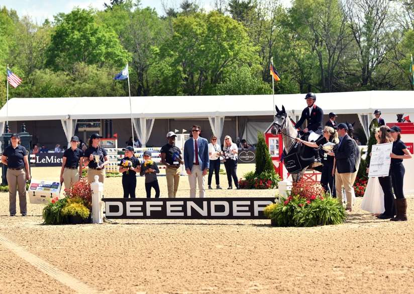Oliver Townend takes the win in the Defender Kentucky Three Day Event 2024. image of Award ceremony